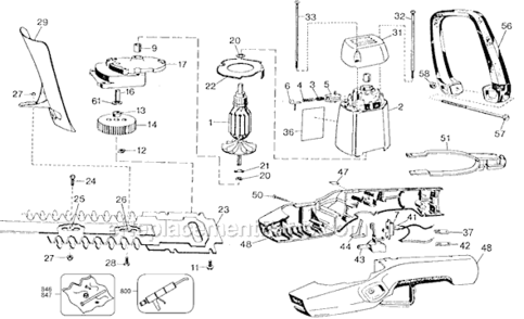 Page A Diagram and Parts List for 8144 Type 8 Black and Decker Hedge Trimmer